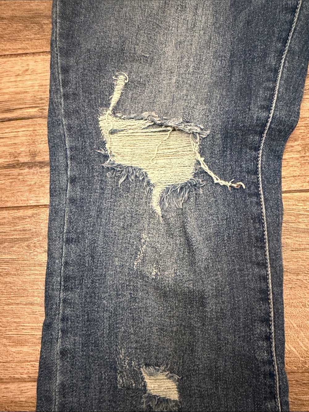 High-Rise Distressed Flare Jeans - Blue - Picture 4 of 12
